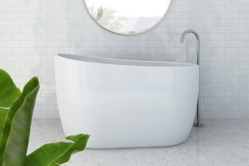 Cosmo 1300 Freestanding Bath with Integrated Overflow — White Baths, Acrylic Baths, Oval Baths