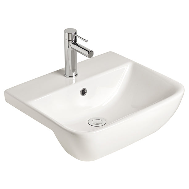 Cygnet 500 Semi Recessed Basin - 1 Taphole - Overflow