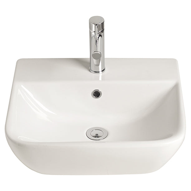 Cygnet Semi Recessed Basin 1 Taphole 500mm White