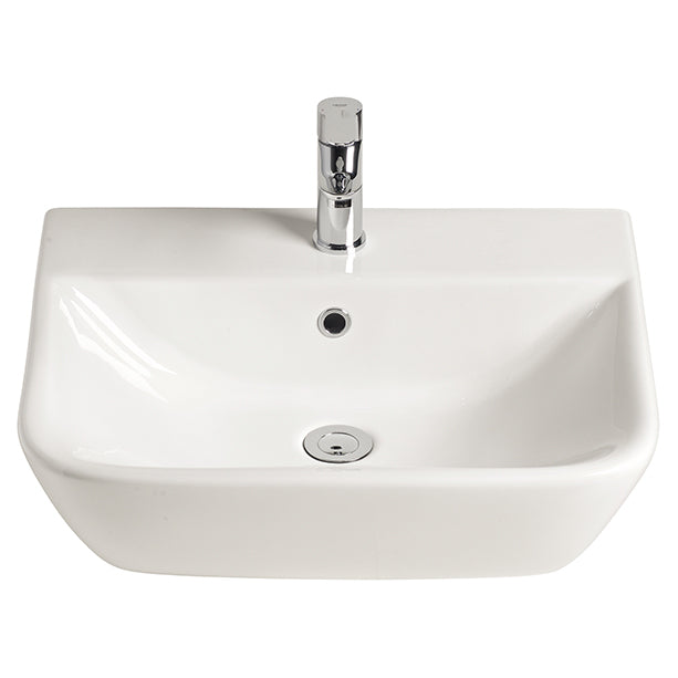 Cygnet 550 Wall Basin - 1 Taphole - Overflow - Inc Fixing Kit