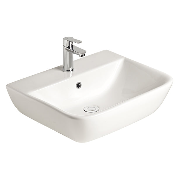 Cygnet 550 Wall Basin - 1 Taphole - Overflow - Inc Fixing Kit