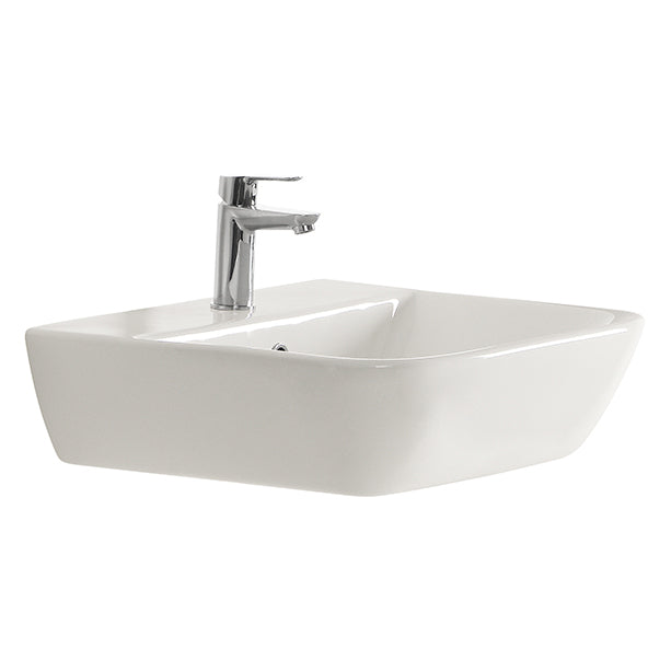 Cygnet 550 Wall Basin - 1 Taphole - Overflow - Inc Fixing Kit