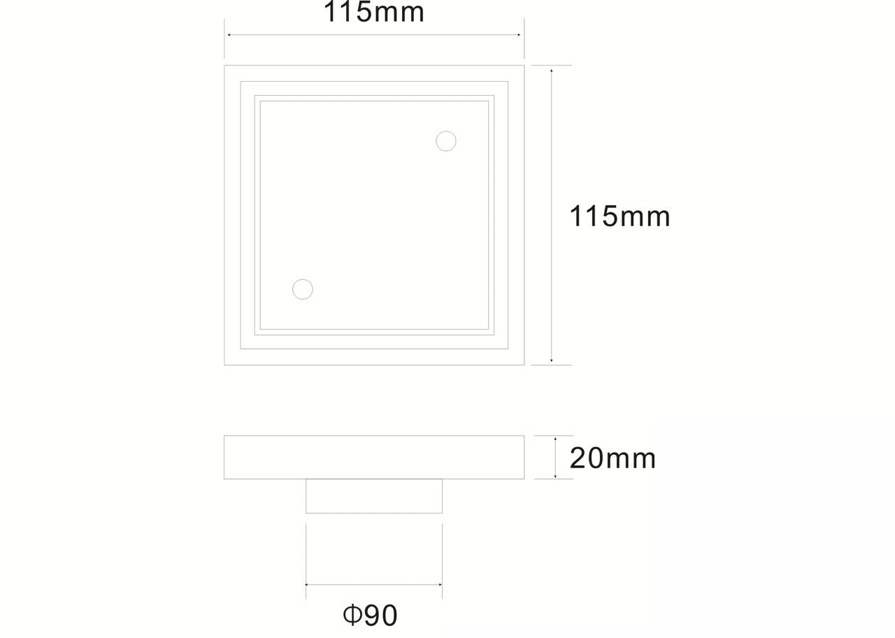 Gun Metal Slim Square Tile Insert Floor Drain (90mm outlet)D444GM