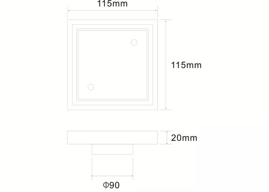Rose Gold Slim Square Tile Insert Floor Drain (90mm outlet)D444RG