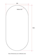 DP5010GT Pill Shape Polished Edge Mirror Glue-to-Wall