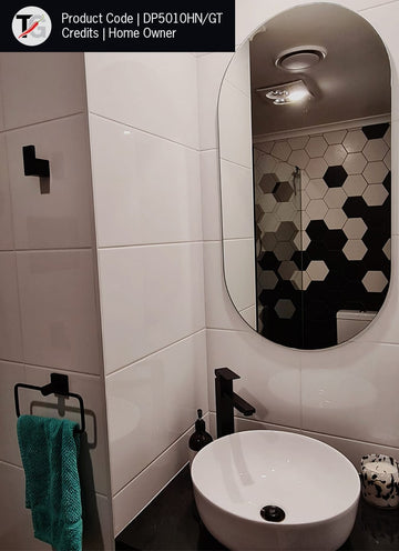 DP5010GT Pill Shape Polished Edge Mirror Glue-to-Wall