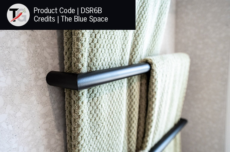 DSR6B Matt Black Round Single Bar Heated Towel Rail