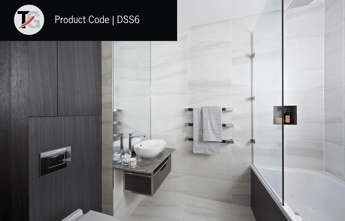 DSS6 Square Single Bar Polished Heated Towel Rail