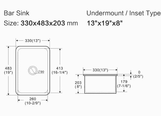 Elba Fine Fireclay Bar Sink LK-S-EFC330