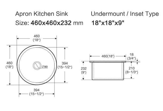 Elba Fine Fireclay Bar Sink LK-S-EFC460 — Fireclay & Ceramic