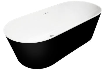 Elinea 1500/1790 Freestanding Bath with Integrated Overflow (Black) — Acrylic Baths, Oval Baths