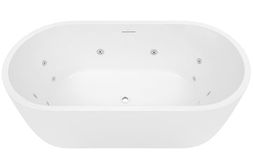 Elisi 1700 Freestanding Spa Bath 12-Jets with Integrated Overflow — White Baths, Acrylic Baths, Oval Baths