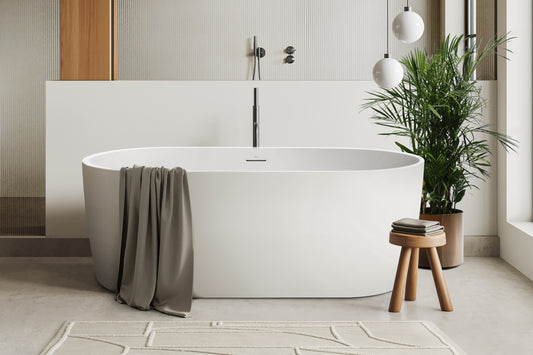 Elisi 1700 Freestanding Bath with Integrated Overflow — White Baths, Acrylic Baths, Oval Baths