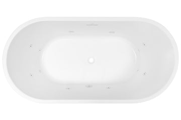 Elisi 1700 Freestanding Spa Bath 12-Jets with Integrated Overflow — White Baths, Acrylic Baths, Oval Baths