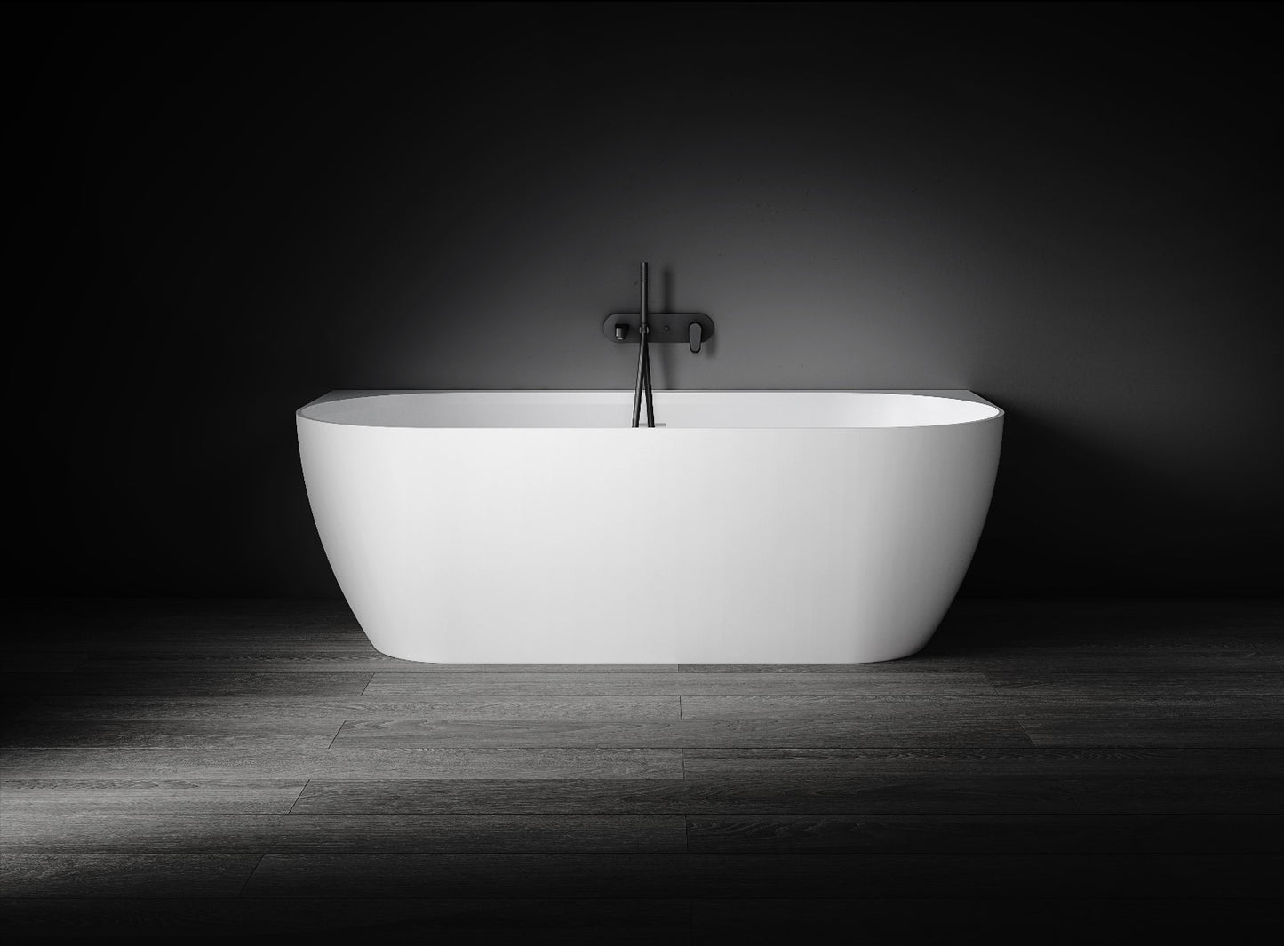Eleni VX105-1700 Back to Wall Stone Bath with Overflow
