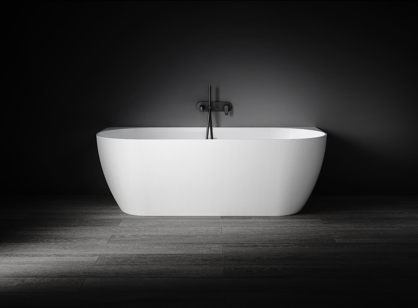 Eleni VX105-1700 Back to Wall Stone Bath with Overflow