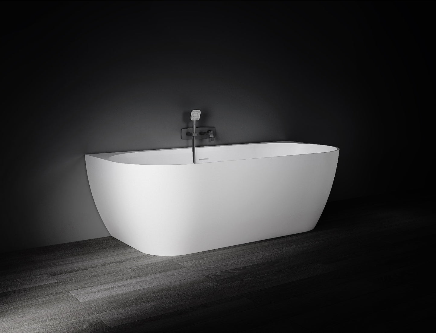 Eleni VX105-1700 Back to Wall Stone Bath with Overflow