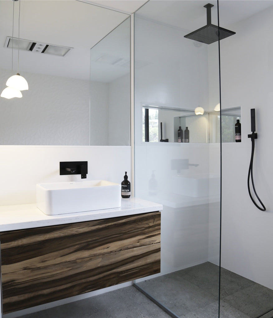 SQUARE CEILING SHOWER 300MM ROSE, 200MM DROPPER