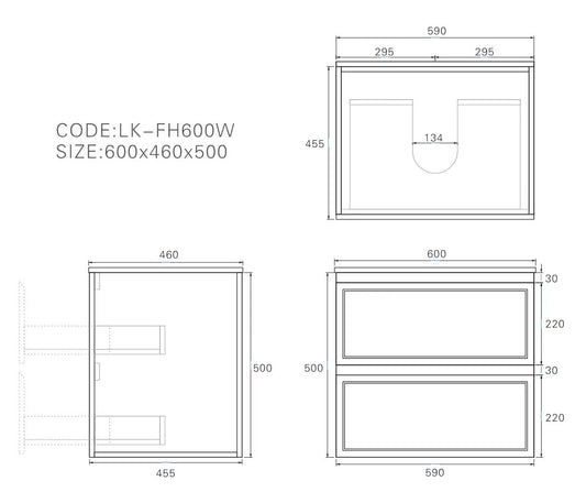 New Hamilton Federation Slim Wall Hung Cabinet Matte Grey LK-FH600NW-MG