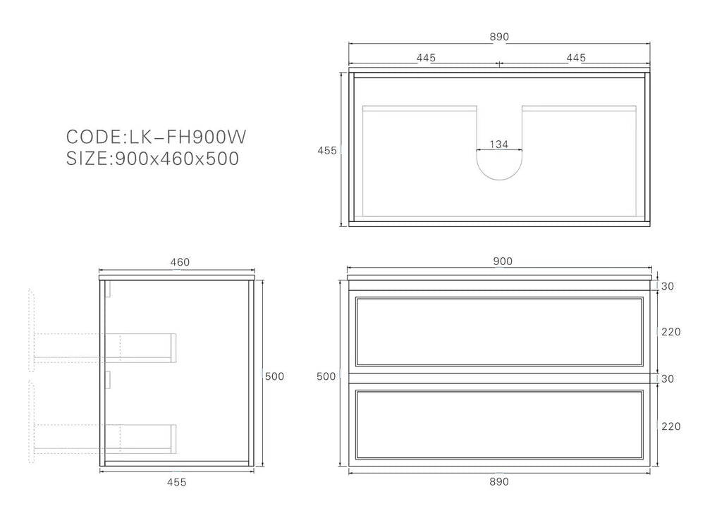 New Hamilton Federation Slim Wall Hung Cabinet Matte Grey LK-FH900NW-MG