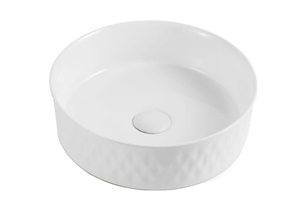 Florencia Counter Top Basin Gloss White/ Textured Diamond