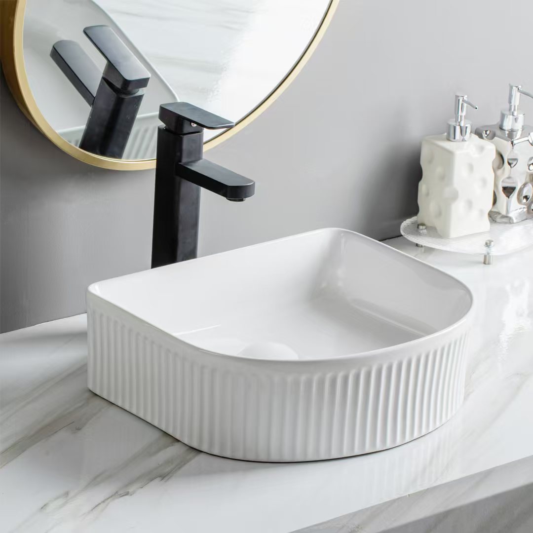 Arco Fluted Fine Ceramic Above Counter Basin