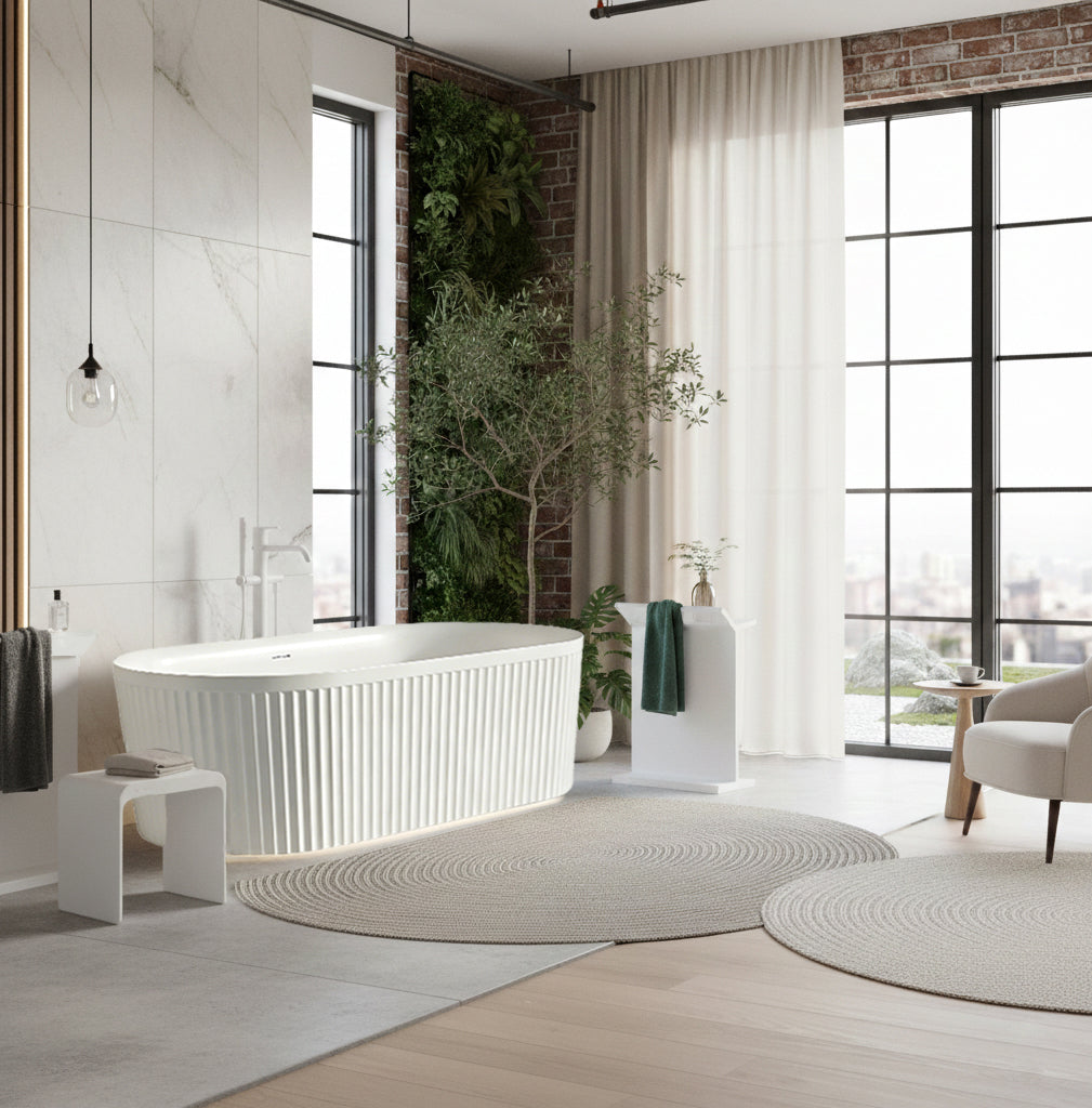 Florence Fluted standing bathtub With Overflow LK-FR1500/1700
