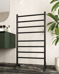 FS66EB Straight Round Free Standing Matt Black Heated Towel Rail