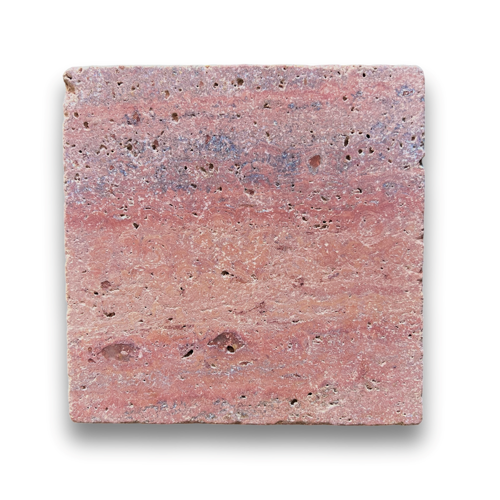 Gerroa Red Travertine Tumbled Natural Stone Square Tile