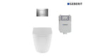 Renee Rimless Wall Faced Pan with Geberit In-wall Cistern & Chrome Square Buttons