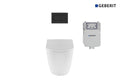 Renee Wall Faced Pan & Geberit In-Wall Cistern & Square Matte Black Buttons