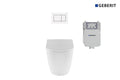 Renee Wall Faced Pan & Geberit In-Wall Cistern & Square Matte White Buttons