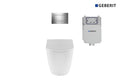Renee Wall Faced Pan & Geberit In-Wall Cistern & Chrome Square Buttons