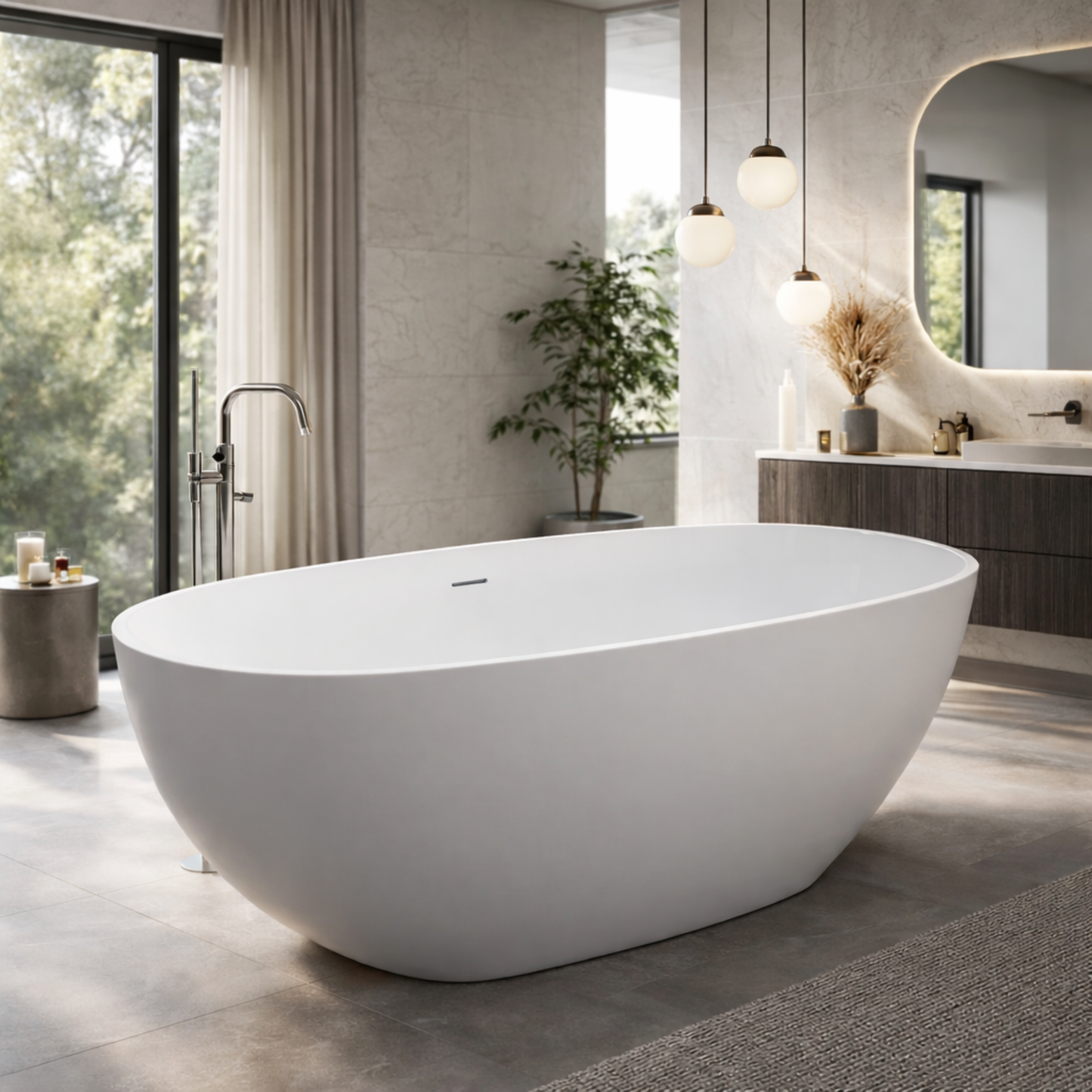Georgia VX20 1650 Freestanding Stone Bath with Overflow