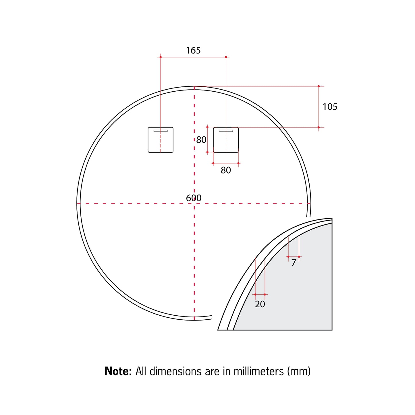 GR6060GD Round Gold Framed Mirror Including Demister