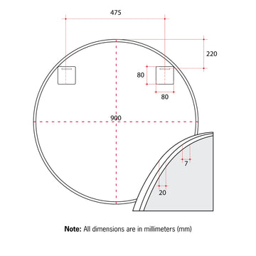 GR9090GD Round Gold Framed Mirror Including Demister