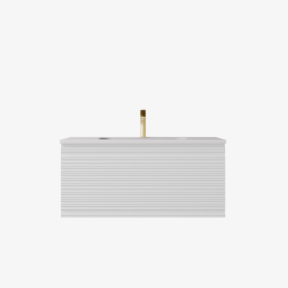 Sedona Matte White Fluted Wall Hung PVC Cabinet LK-MS600W-MW