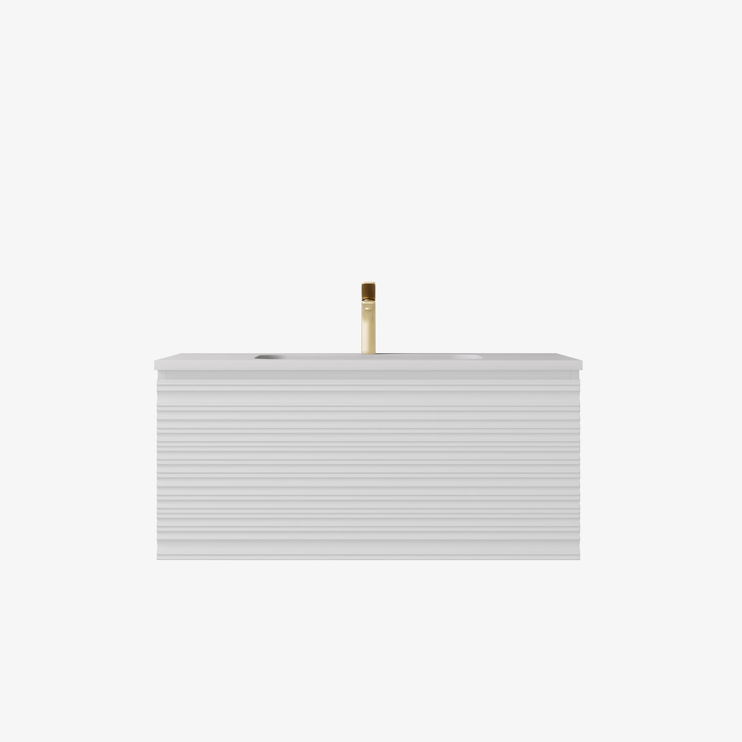 Sedona Matte White Fluted Wall Hung PVC Cabinet LK-MS600W-MW