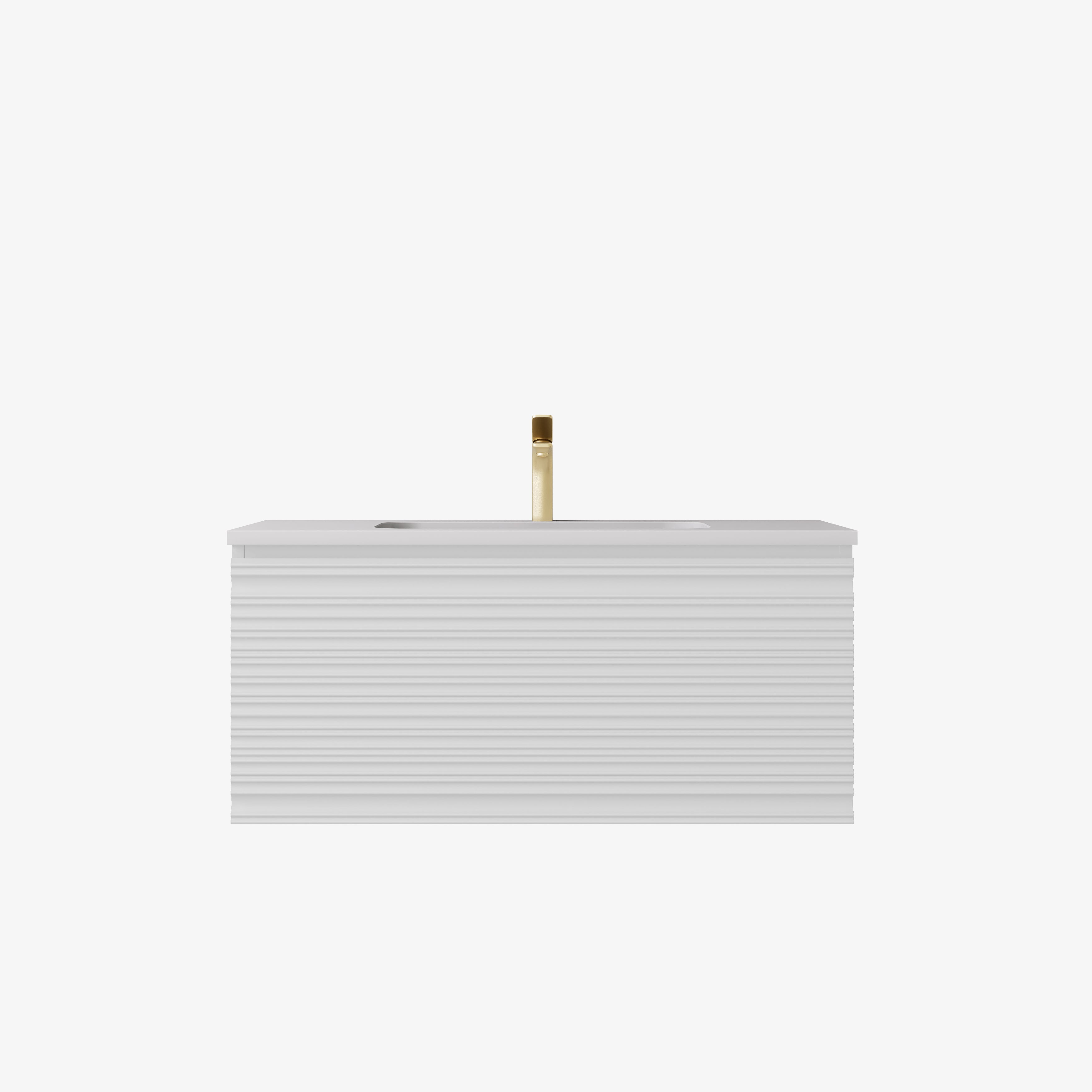 Sedona Matte White Fluted Wall Hung PVC Cabinet LK-MS600W-MW