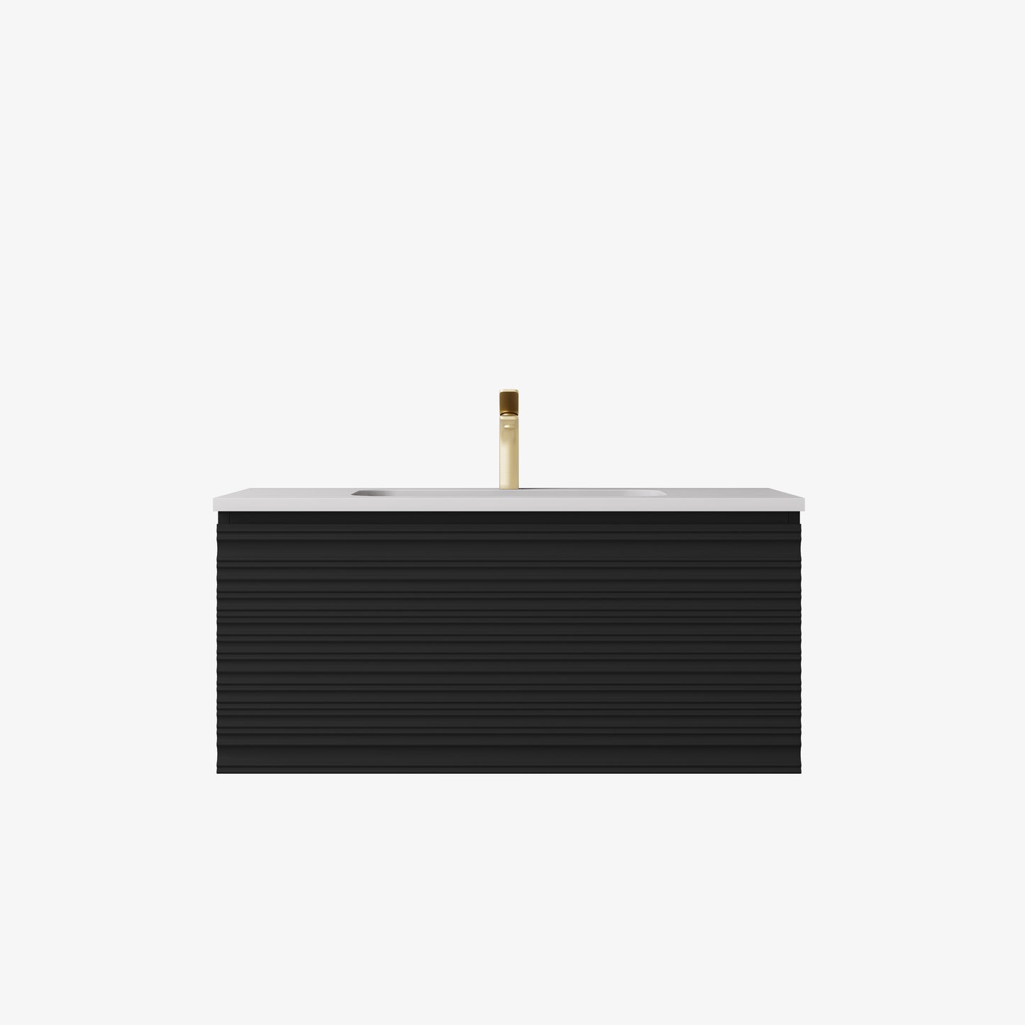 Sedona Matte Black Fluted Wall Hung PVC Cabinet LK-MS900W-MB