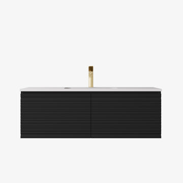 Sedona Matte Black Fluted Wall Hung PVC Cabinet LK-MS1221W-MB