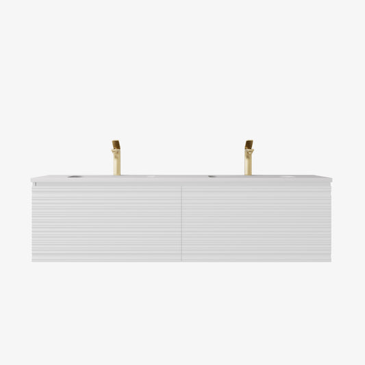Sedona Matte White Fluted Wall Hung PVC Cabinet LK-MS1221W-MW