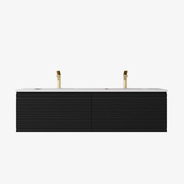 Sedona Matte Black Fluted Wall Hung PVC Cabinet LK-MS1521W-MB