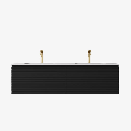 Sedona Matte Black Fluted Wall Hung PVC Cabinet LK-MS1221W-MB