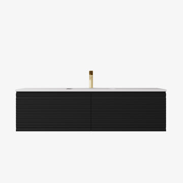 Sedona Matte Black Fluted Wall Hung PVC Cabinet LK-MS1521W-MB