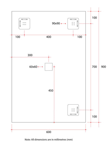 JS6090HND Rectangle Polished Edge Mirror with Demister