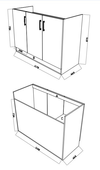 PVC Kitchenette/Laundry Cabinet KM1248-Cab