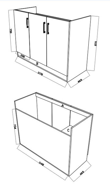 PVC Kitchenette/Laundry Cabinet KM1248-Cab — Laundry Tub