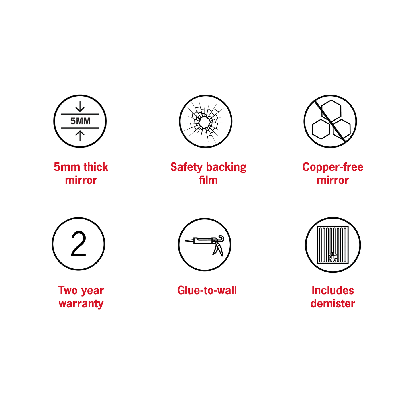 KR6060GTD Round 18mm Bevel Edge Mirror with Demister