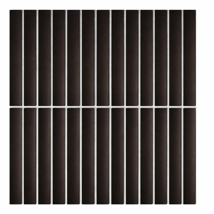 Kyoto Black Japanese Look Kit Kat Mosaic Tile — Ceramic, Rectangle, Kit Kat & Finger